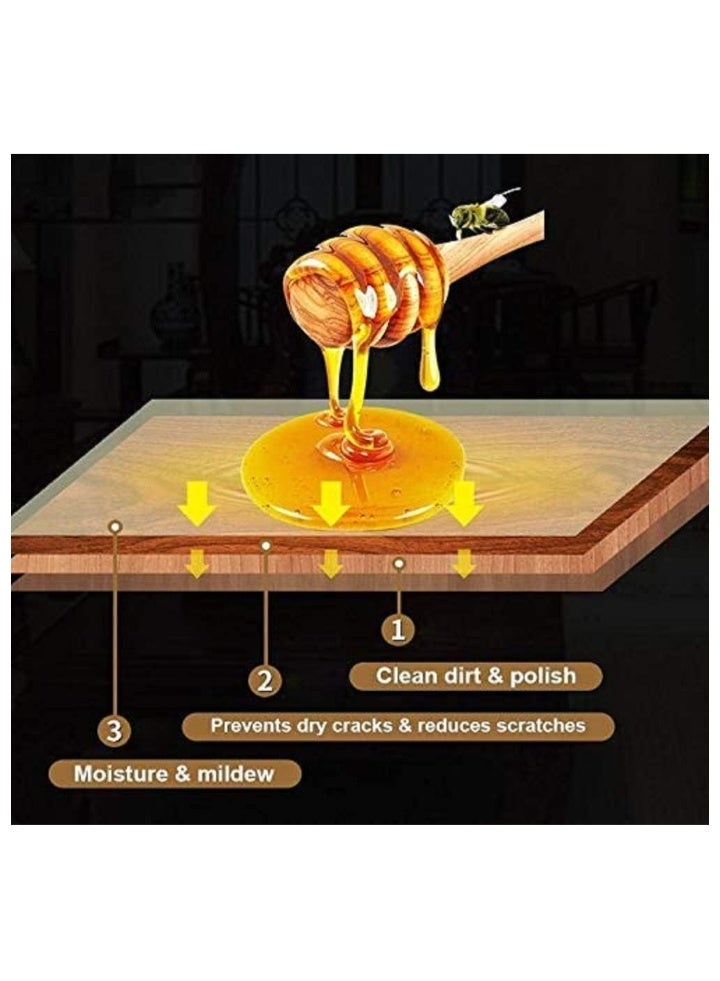 شمع العسل لتتبيل الخشب، شمع عسل مقاوم للماء والتآكل للعناية بالأثاث، شمع طبيعي متعدد الاستخدامات للخشب، ملمع شمع العسل التقليدي، للعناية بالأثاث والأرضيات والطاولات والكراسي والخزائن، 300 مل - Image 2